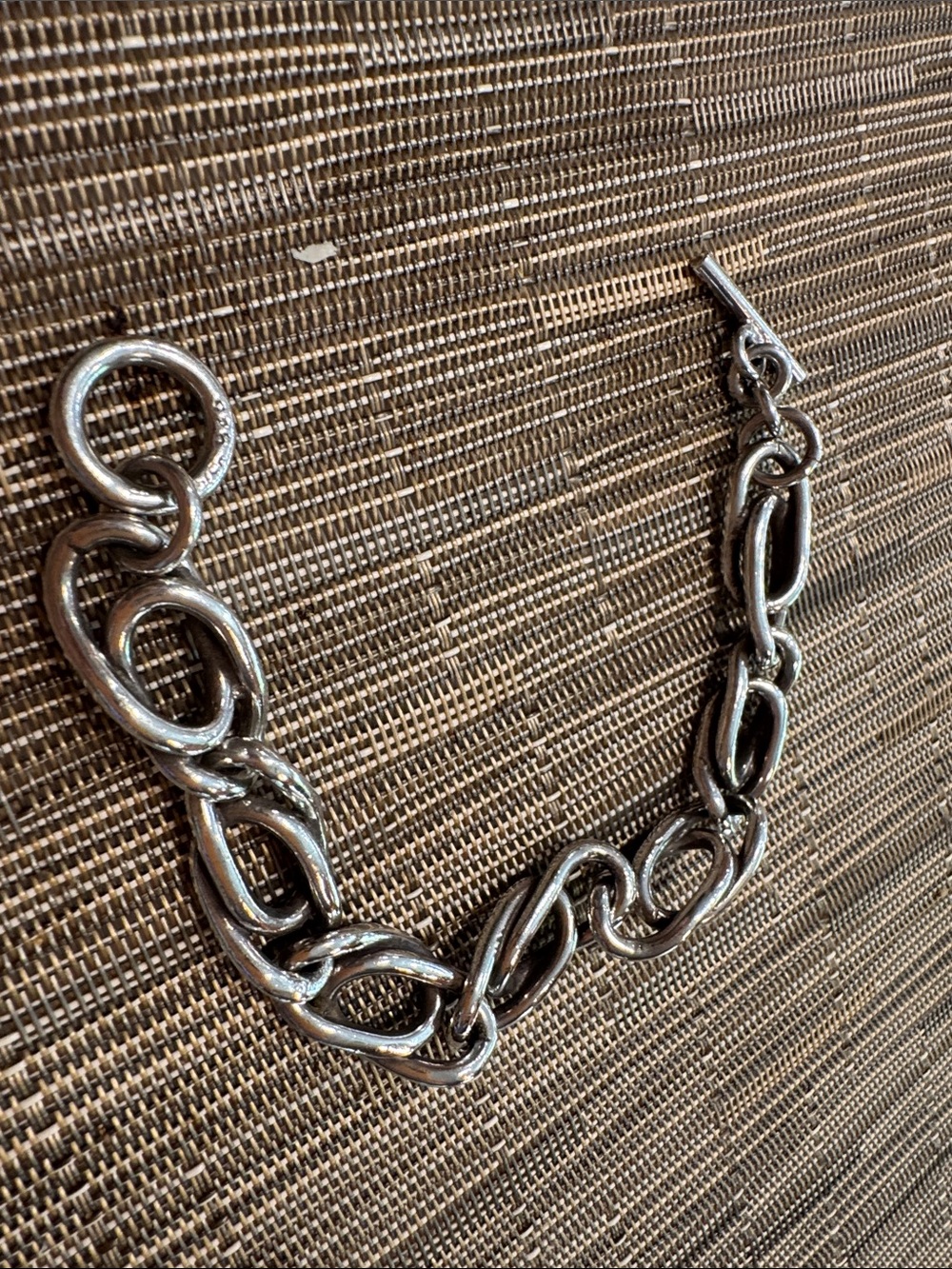 Vintage Sterling Silver Chain Link Toggle Bracelet